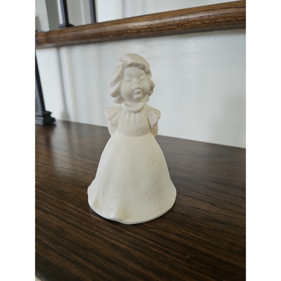 Goebel Other - Goebel‎ W. Germany Bisque Angel Bell Figurine 1973 White Matte Finish 5" Tall